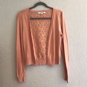 Forever 21 Salmon Cardigan with Lace Back